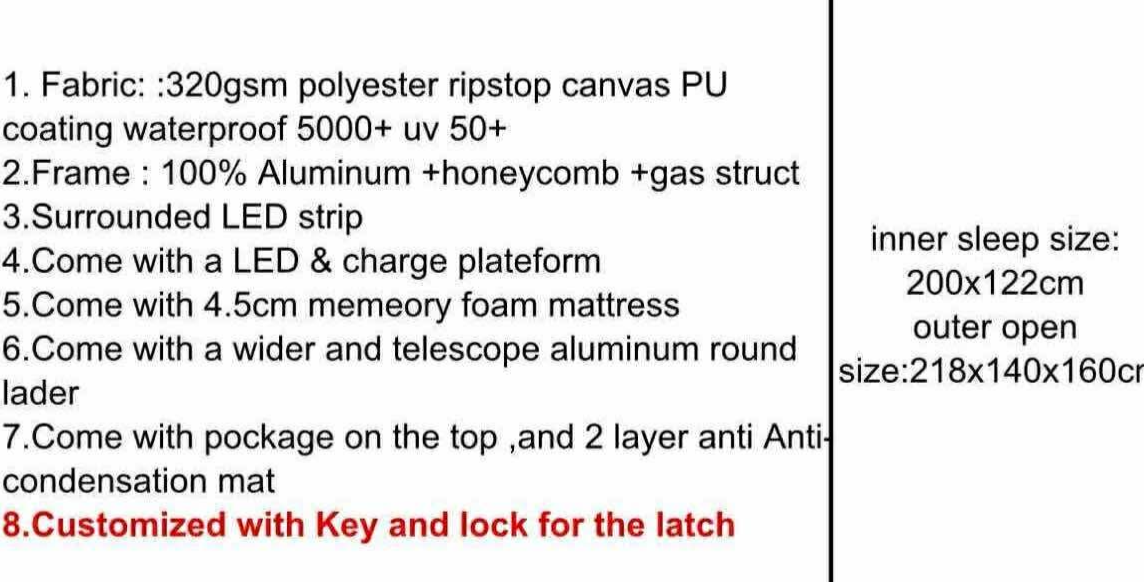 Trapezoid aluminum hard shell rooftop tent