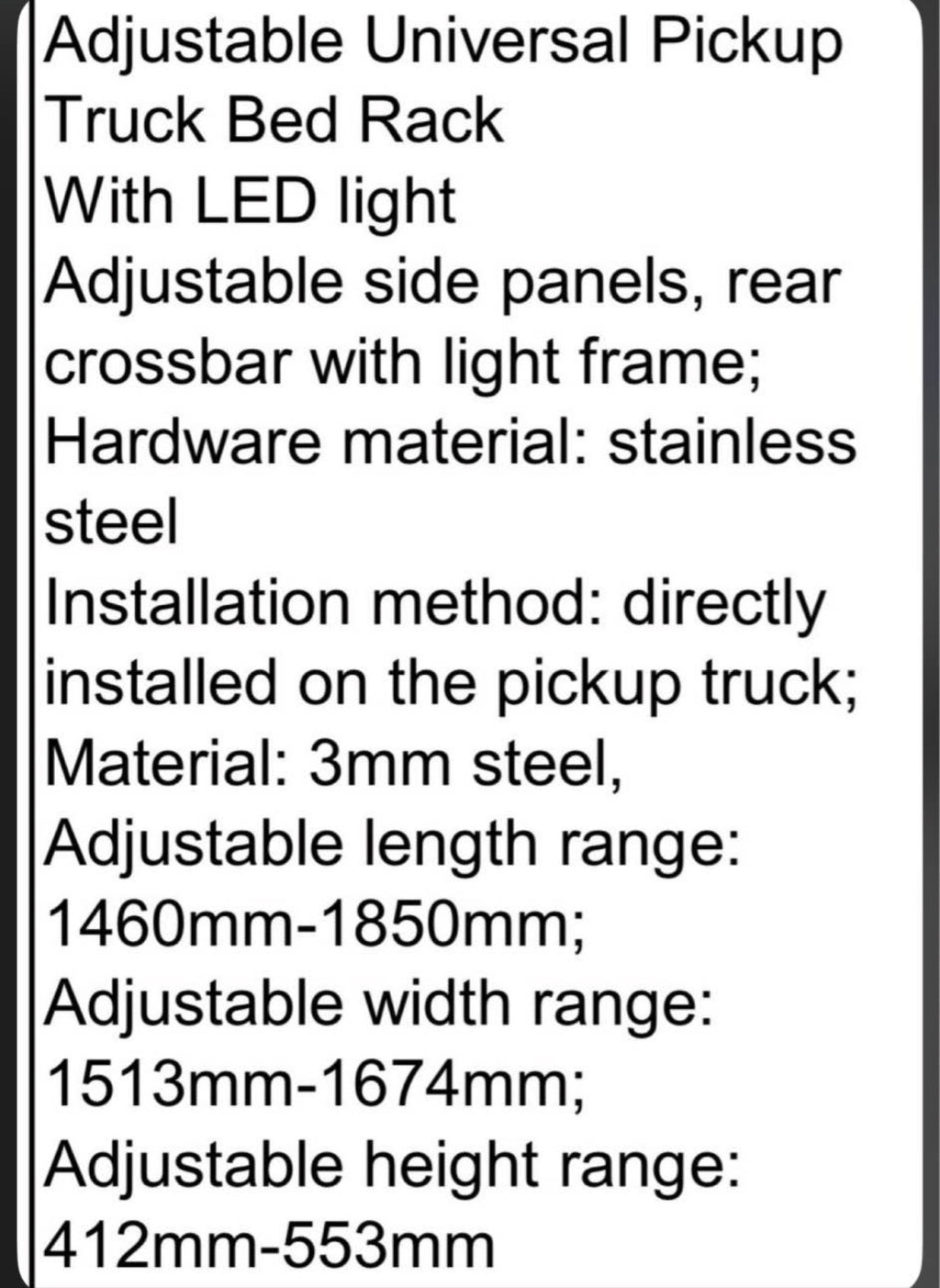 MOLLE Panel Bed Rack with LED Light – Universal Fit Pickup Truck